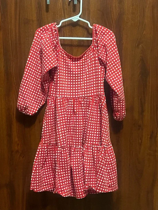 Alice + Ames Girls' Red Gingham Juliet Casual Dress with Long Sleeves - Picture 1 of 4